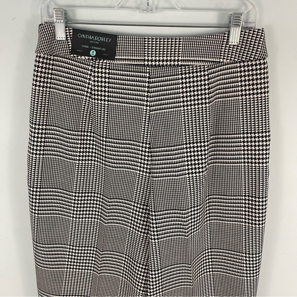 CYNTHIA ROWLEY Houndstooth High Rise Straight Leg Trouser Pants 8, 12 - Picture 12 of 16
